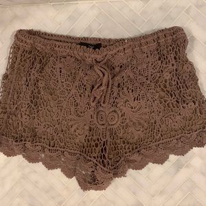 Boutique Brown Lace Shorts